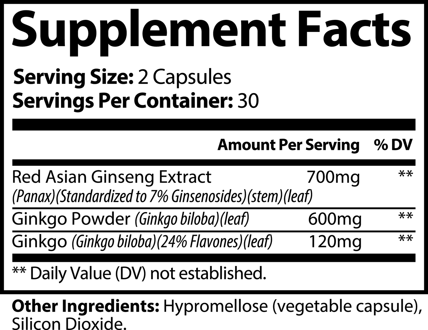 Ginkgo Biloba + Ginseng capsules